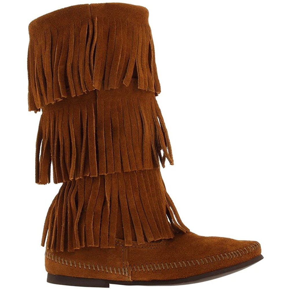 Minnetonka Brown Suede Three Layer Fringe Boots - image 3